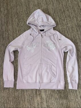 BCBGMaxAzria Lilac Zip-Up Hoodie with Silver Logo